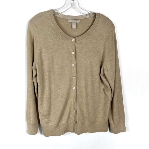 Banana Republic Sweaters - Banana Republic Light Tan Silk Cotton Blend Lightweight Button Down Cardigan L